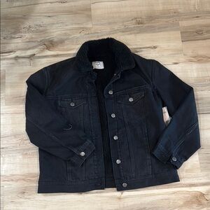 Womens Old Navy Black Fur Denim Jacket sz. M